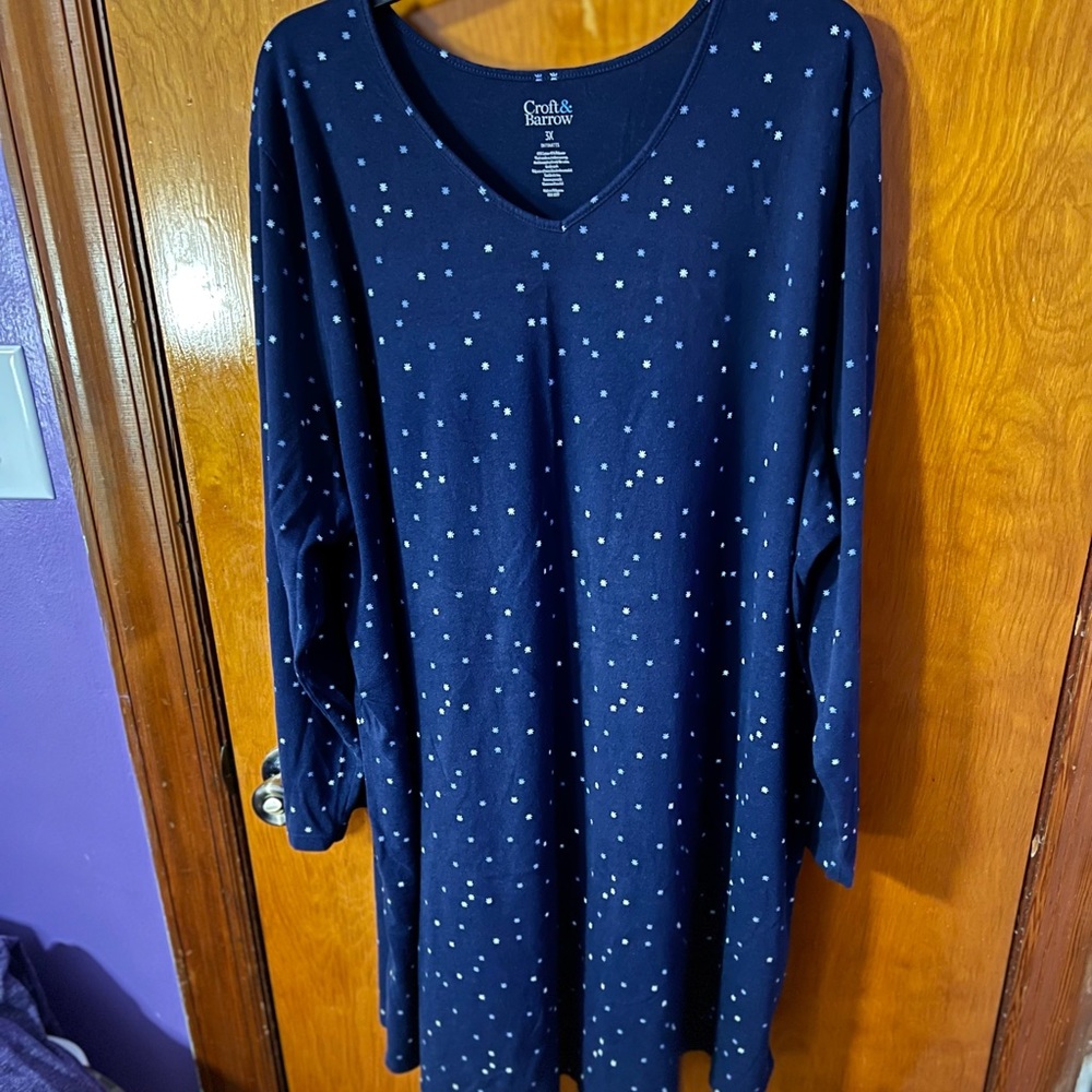 Women's 3X Croft and Barrow Long Sleeve V-Neck Sleep Shirt (Like New)